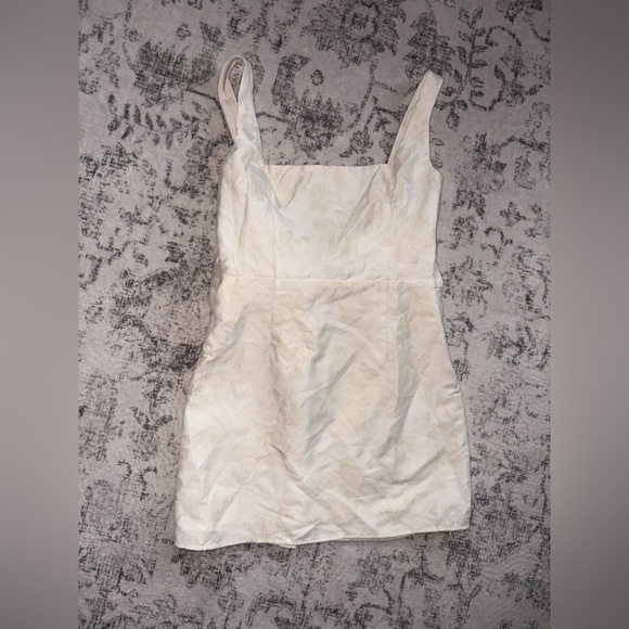 Lulus Flirtatious Poise Ivory Jacquard Bow Back Mini Dress Size Large NWT Bridal - Picture 4 of 11